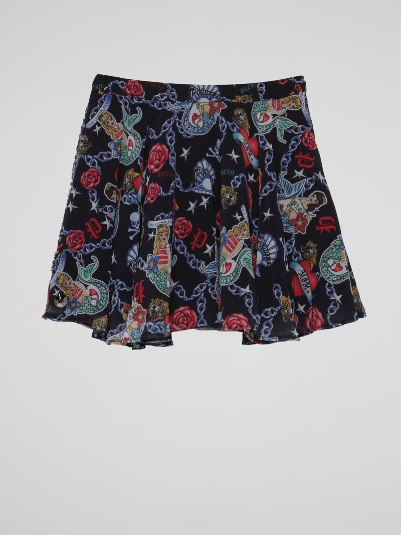 Black Mermaid Print Skirt (Kids)