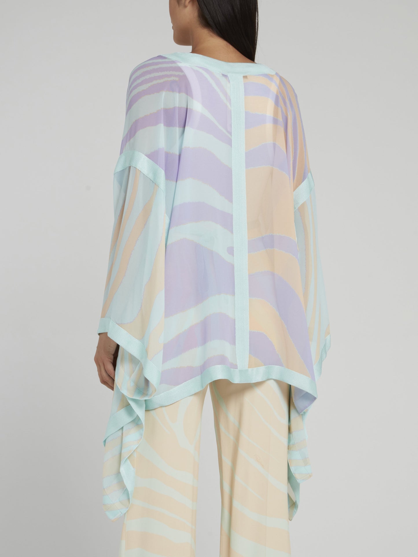 Multicolour Butterfly Sleeve Silk Top
