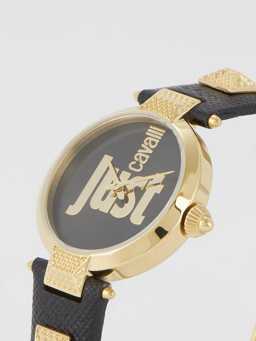 Just Mio Black Logo Dress Watch